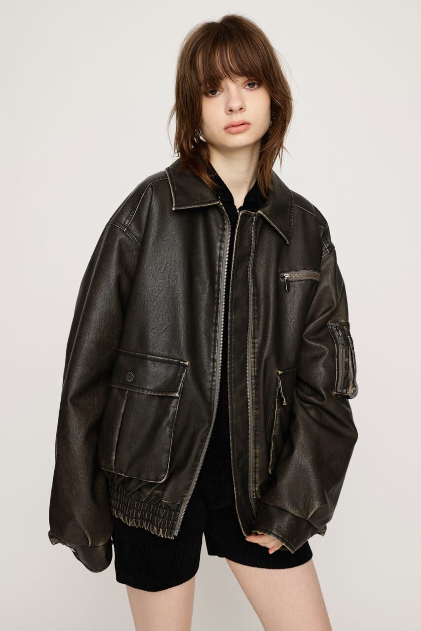 SLY「VINTAGE F／LEATHER S／ブルゾン」|ブルゾン・スタジャン|