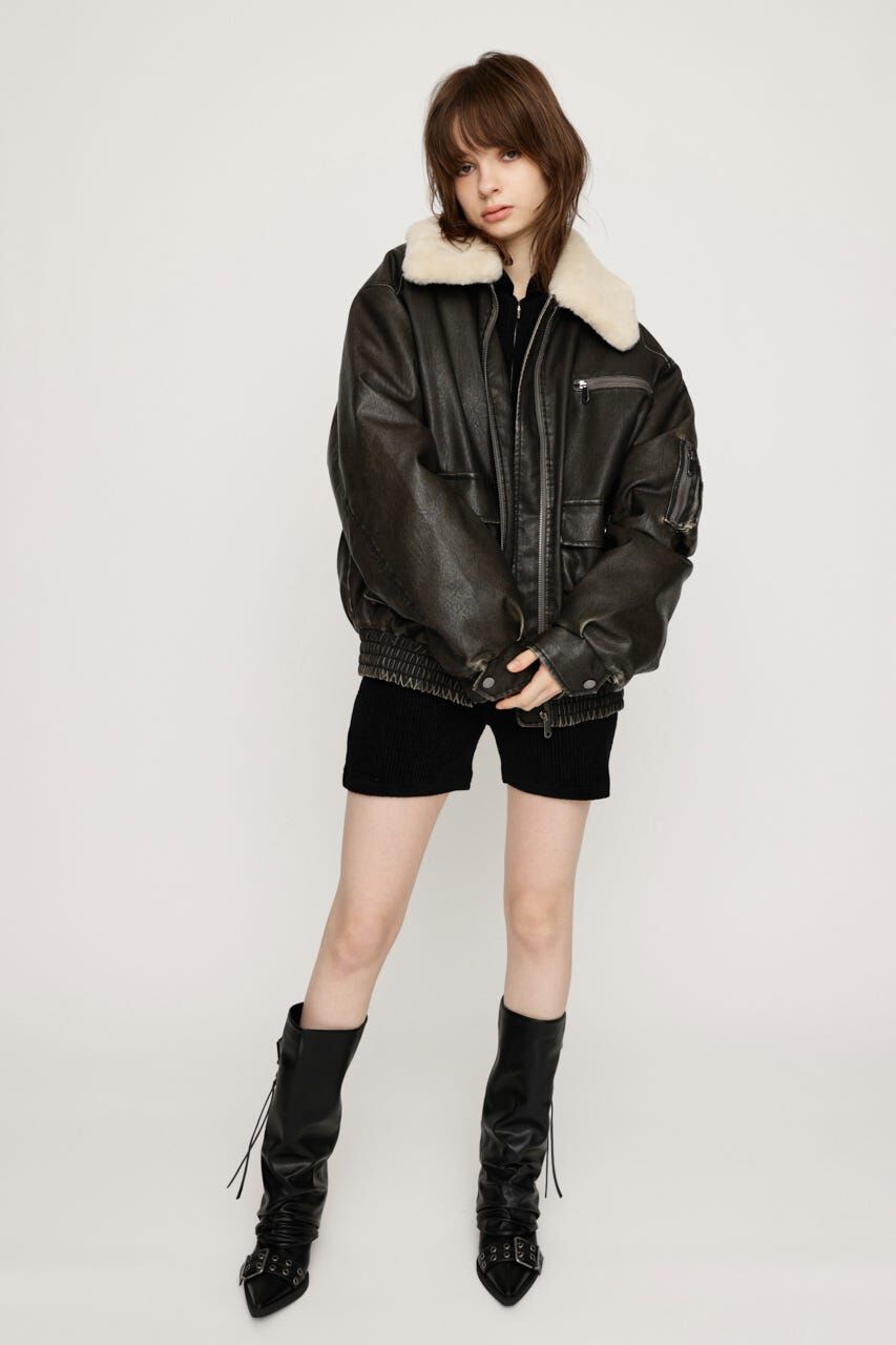 SLY「VINTAGE F／LEATHER S／ブルゾン」|ブルゾン・スタジャン|