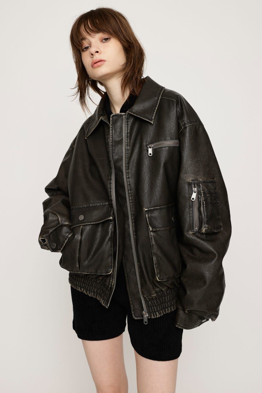 SLY「VINTAGE F／LEATHER S／ブルゾン」|ブルゾン・スタジャン|