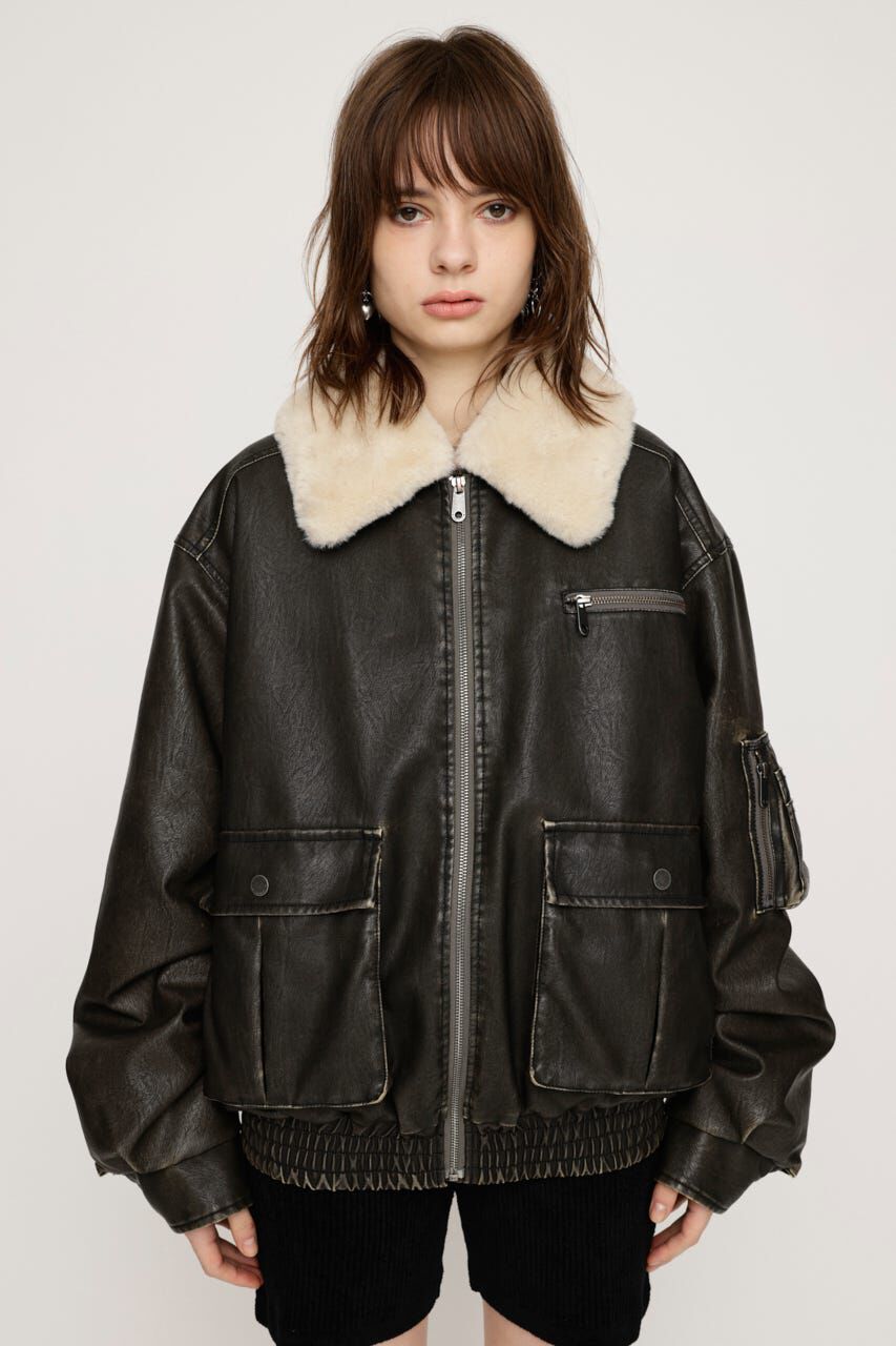 SLY「VINTAGE F／LEATHER S／ブルゾン」|ブルゾン・スタジャン|