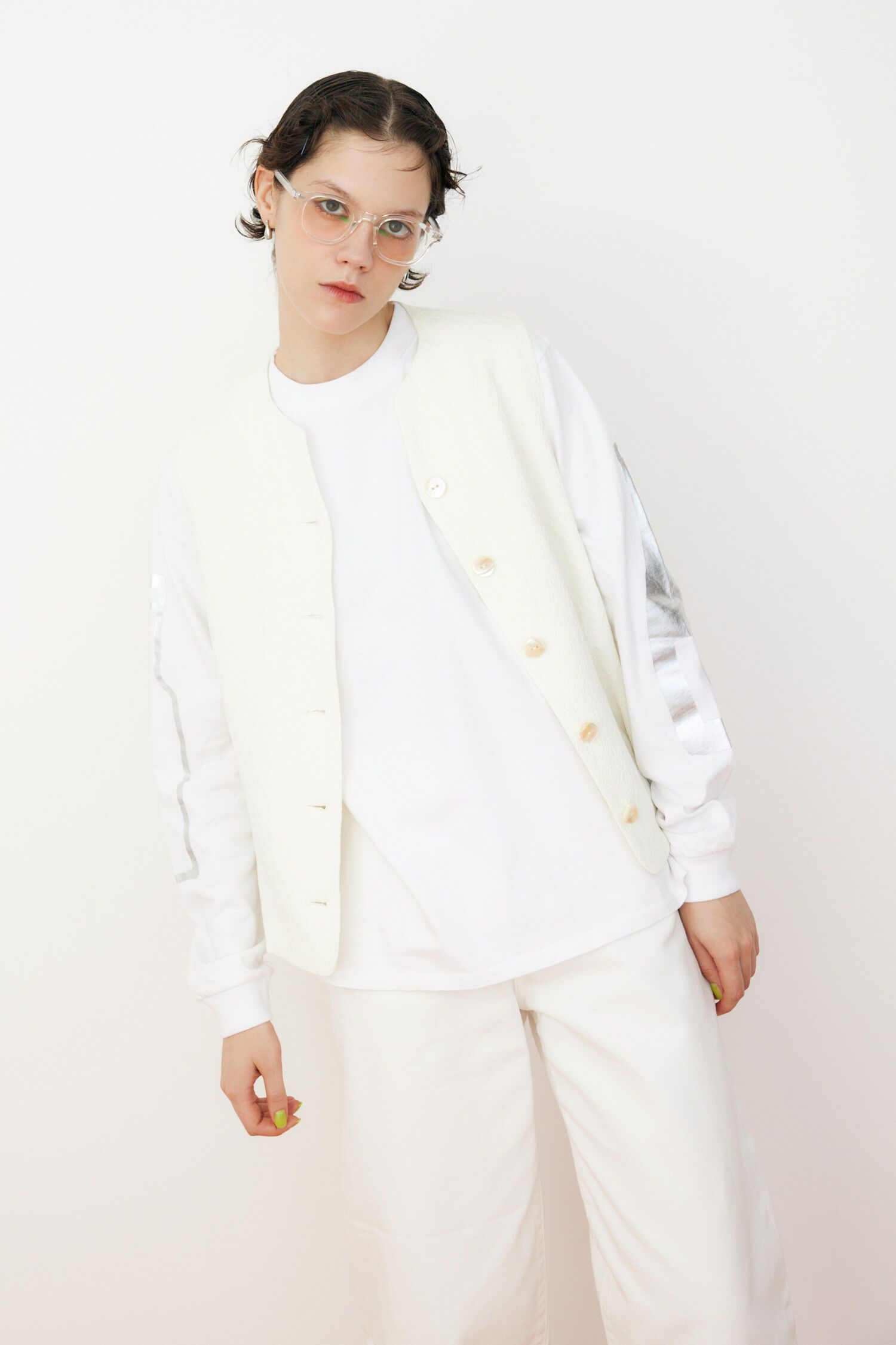 HeRIN.CYE「Jacquard vest」|ダウンベスト・ベスト|WHT