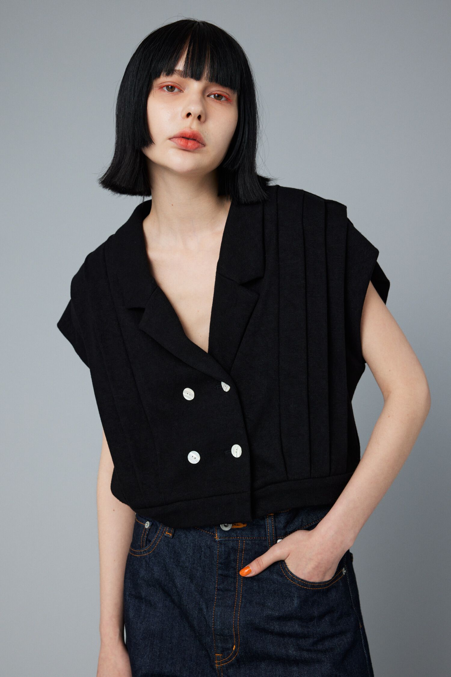 HeRIN.CYE「Collar cut tops」|Tシャツ・カットソー|BLK