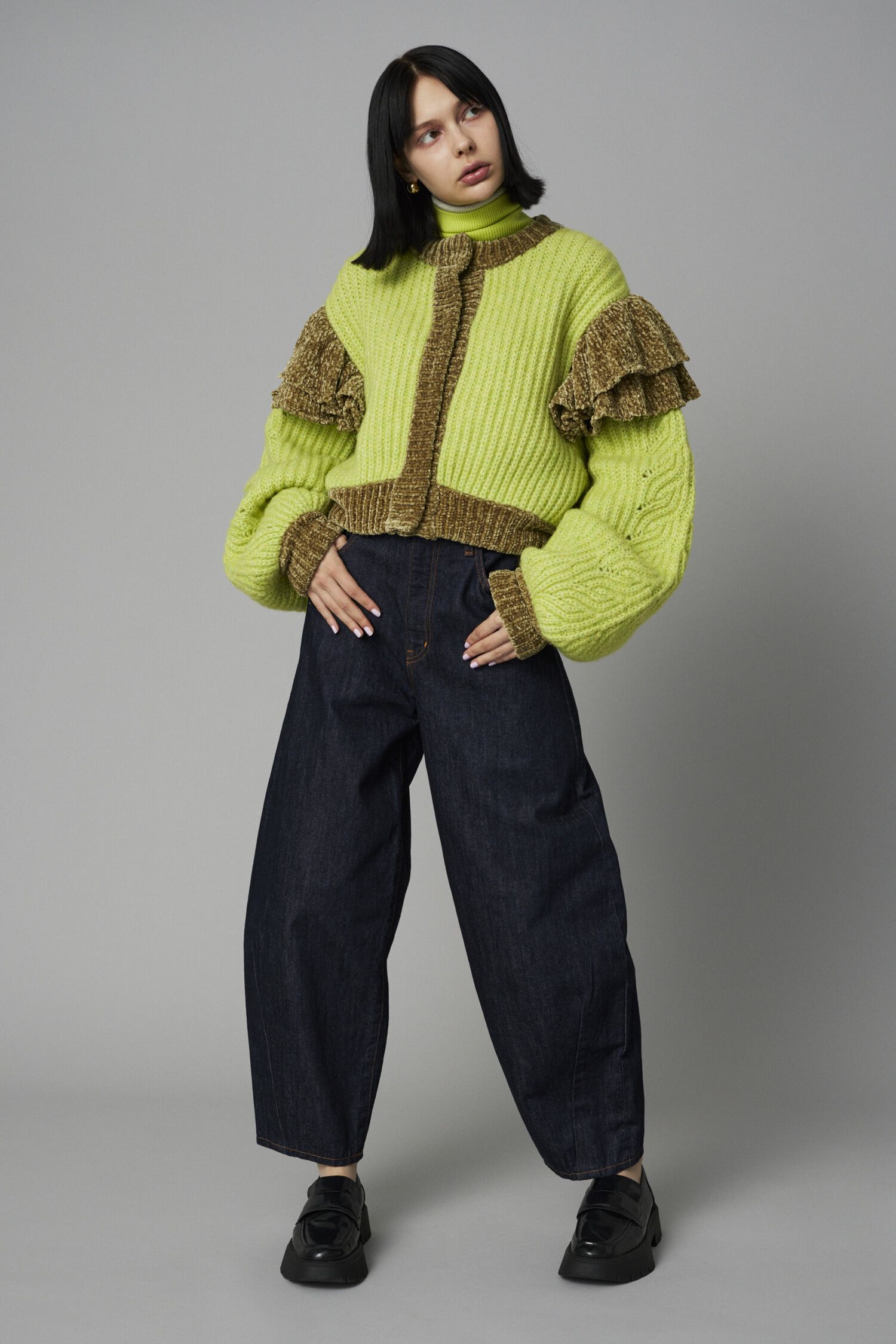 HeRIN.CYE「Frill shoulder cardigan」|カーディガン|