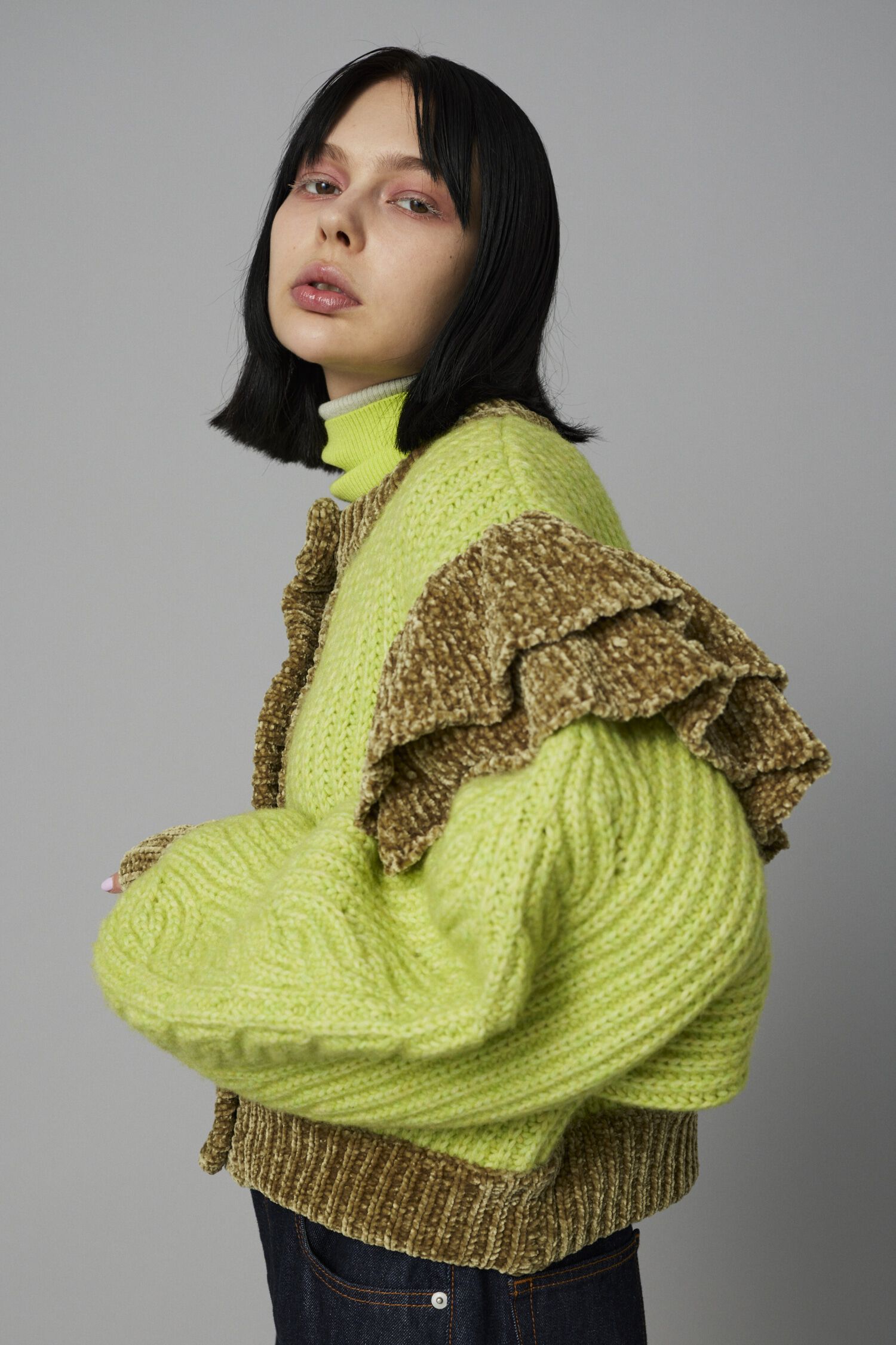 HeRIN.CYE「Frill shoulder cardigan」|カーディガン|