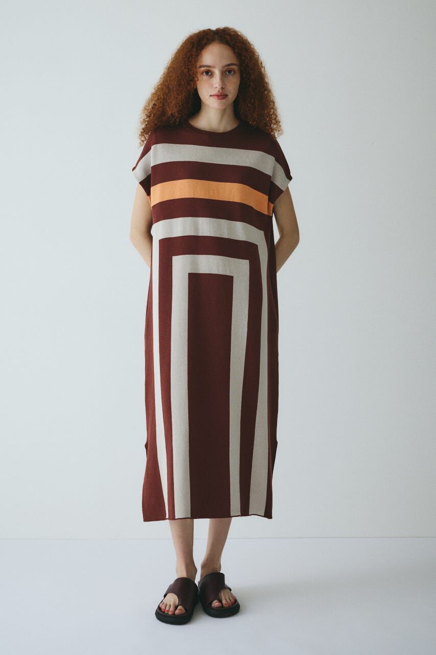 HeRIN.CYE「Square knit  one piece」|ワンピース|柄BRN5