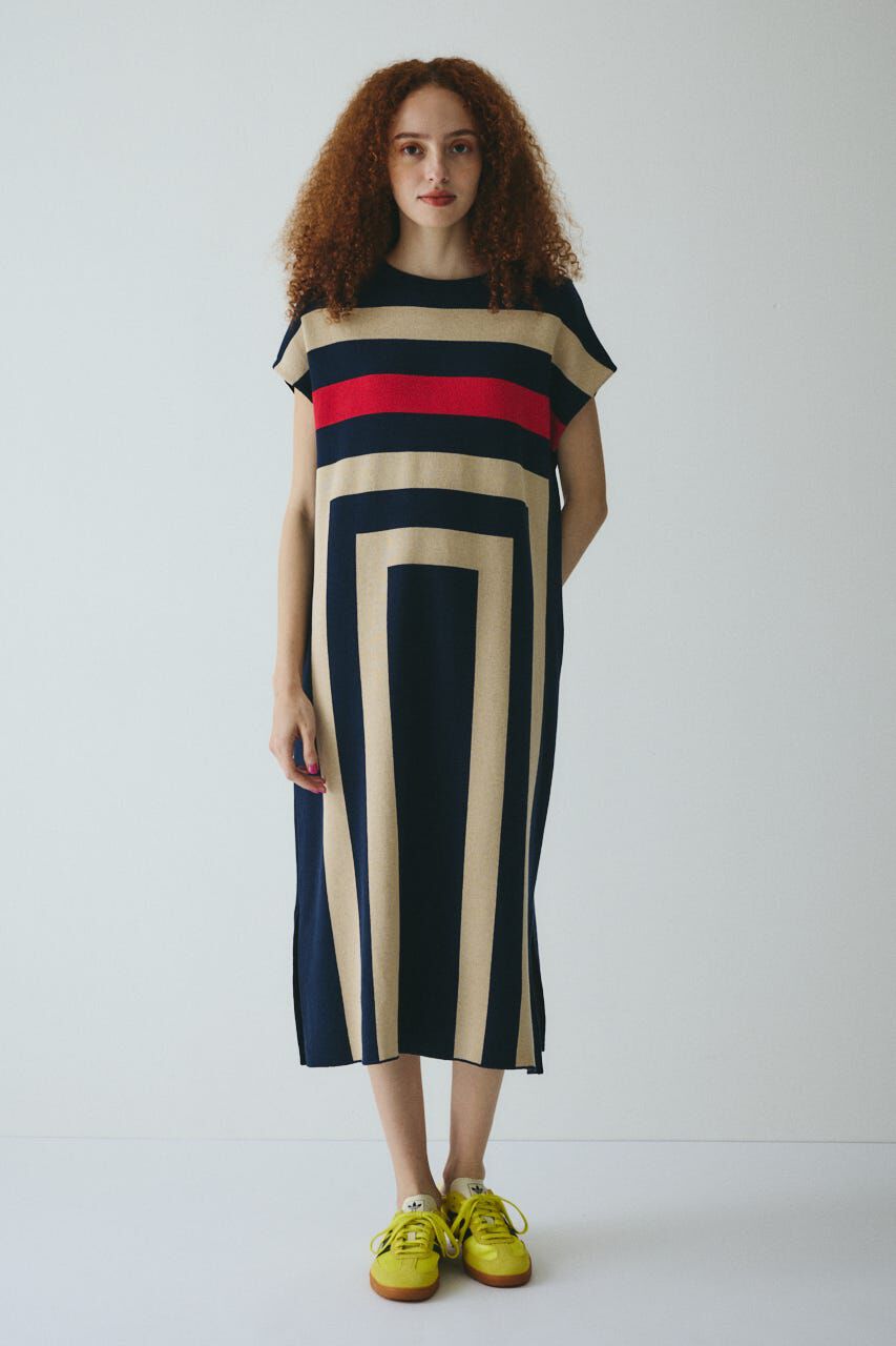HeRIN.CYE「Square knit  one piece」|ワンピース|柄NVY5