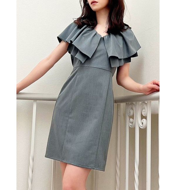 RESEXXY「ラッフルデザインミニワンピース」|ワンピース|チャコールグレー