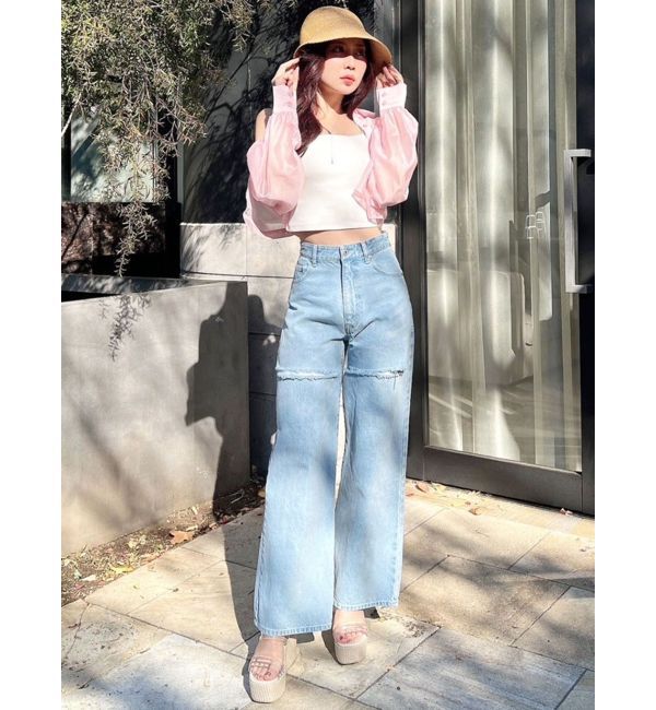 RESEXXY「ダメージワイドデニムパンツ」|デニム|