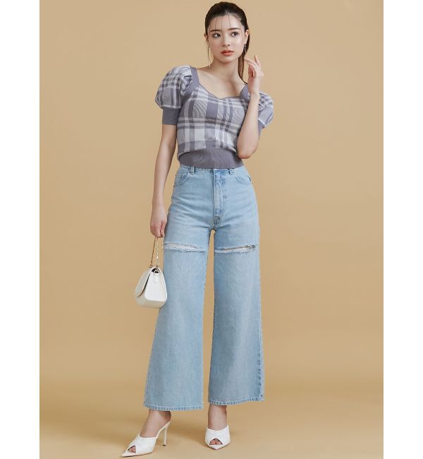 RESEXXY「ダメージワイドデニムパンツ」|デニム|