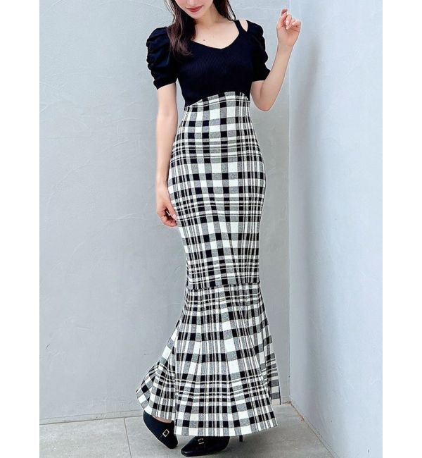 RESEXXY「ショルダーオープンマーメイドニットワンピース」|ワンピース|ブラック