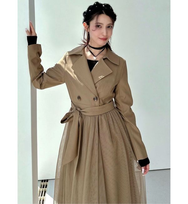 RESEXXY「チュールドッキングロングコート」|トレンチコート|