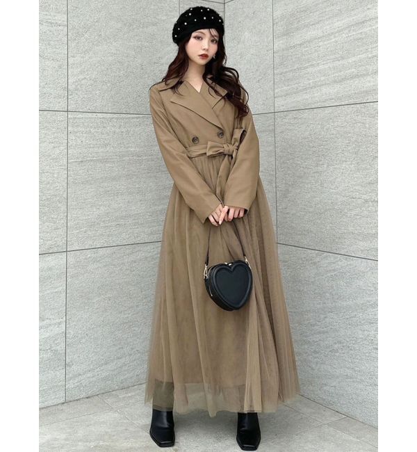 RESEXXY「チュールドッキングロングコート」|トレンチコート|