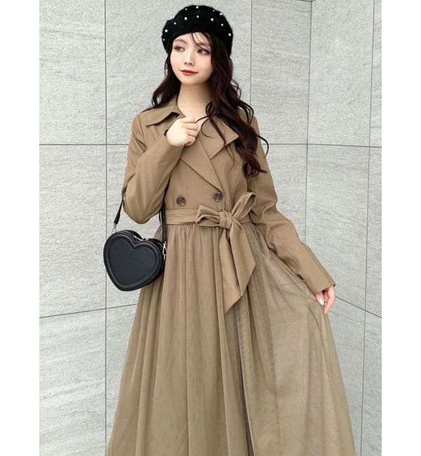 RESEXXY「チュールドッキングロングコート」|トレンチコート|