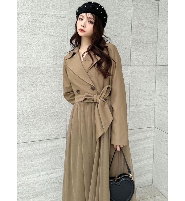 RESEXXY「チュールドッキングロングコート」|トレンチコート|