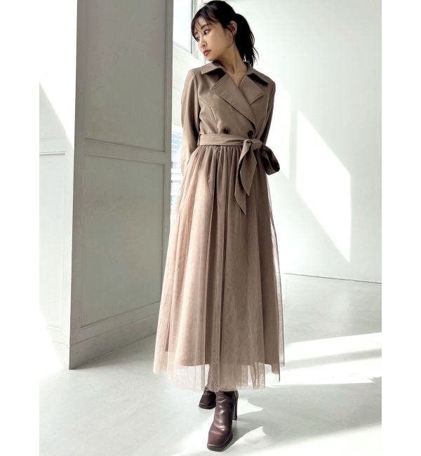 RESEXXY「チュールドッキングロングコート」|トレンチコート|