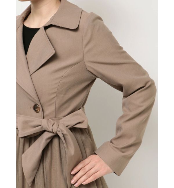 RESEXXY「チュールドッキングロングコート」|トレンチコート|