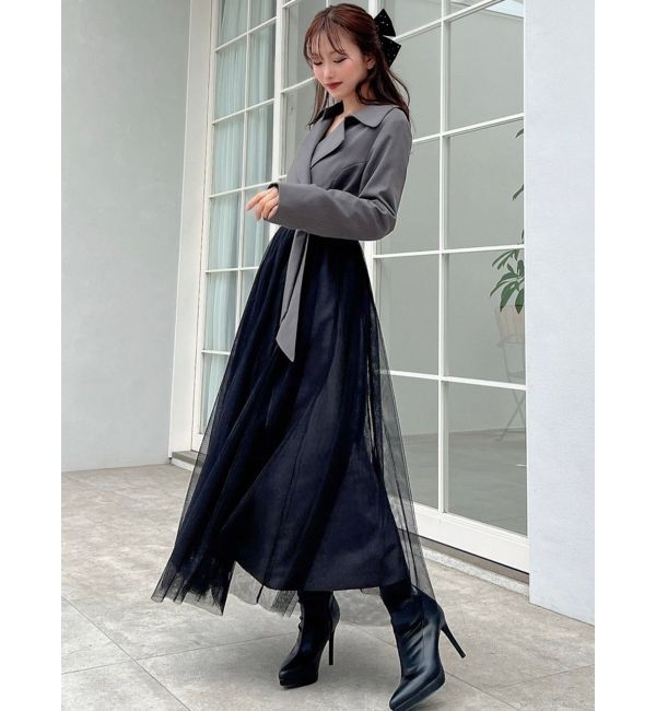 RESEXXY「チュールドッキングロングコート」|トレンチコート|