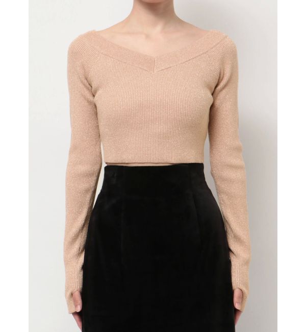 RESEXXY「グリッタークロップドルーズニットトップス」|ニット・セーター|