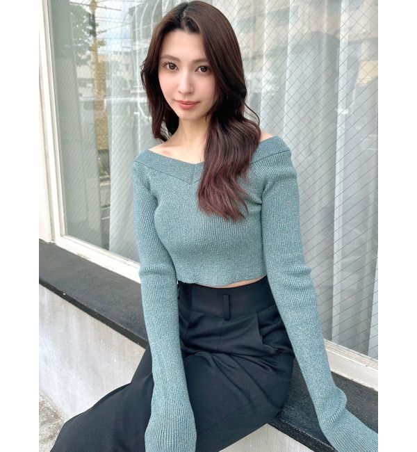 RESEXXY「グリッタークロップドルーズニットトップス」|ニット・セーター|