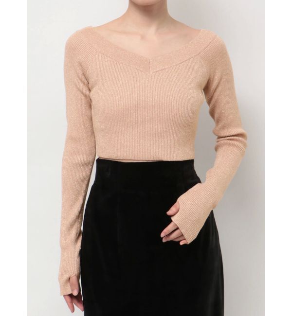 RESEXXY「グリッタークロップドルーズニットトップス」|ニット・セーター|