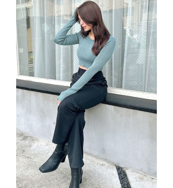 RESEXXY「グリッタークロップドルーズニットトップス」|ニット・セーター|