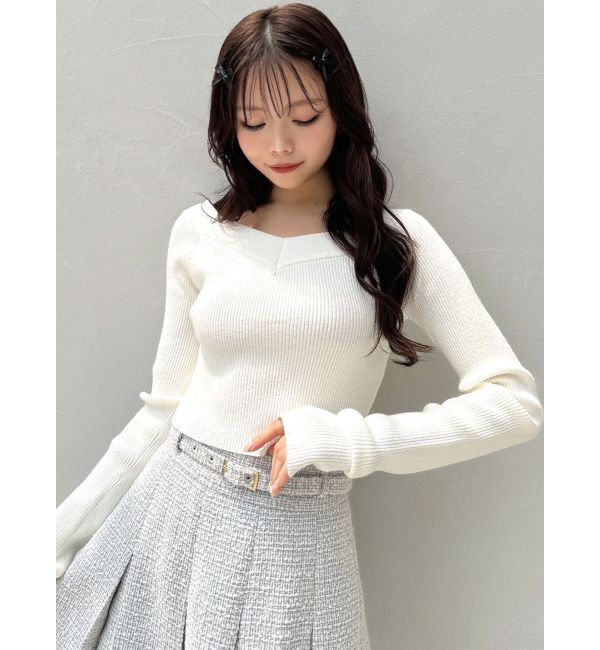 RESEXXY「グリッタークロップドルーズニットトップス」|ニット・セーター|