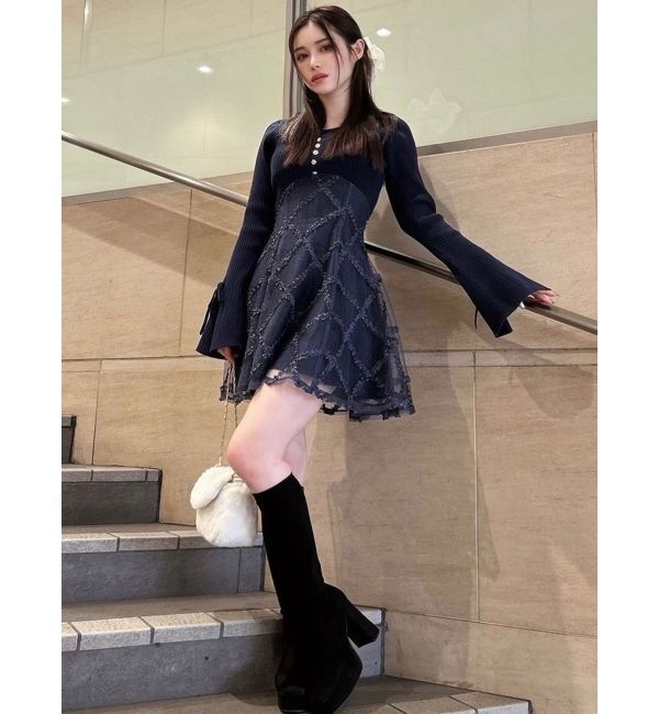 RESEXXY「ドッキングフレアミニニットワンピース」|ワンピース|