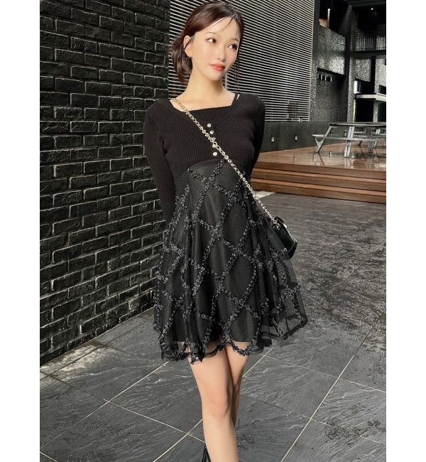 RESEXXY「ドッキングフレアミニニットワンピース」|ワンピース|