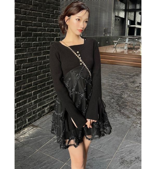 RESEXXY「ドッキングフレアミニニットワンピース」|ワンピース|