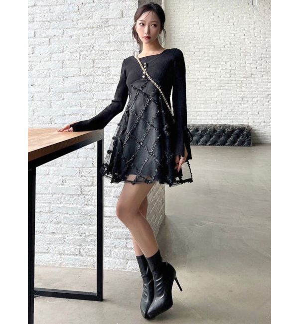 RESEXXY「ドッキングフレアミニニットワンピース」|ワンピース|