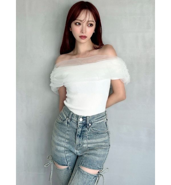 RESEXXY「シアーコンビオフショルニット」|ニット・セーター|