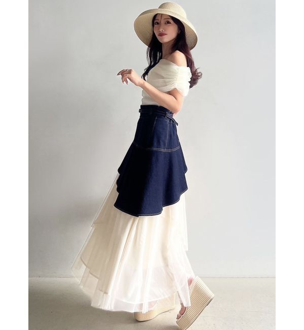 RESEXXY「シアーコンビオフショルニット」|ニット・セーター|