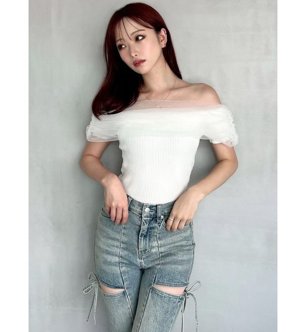 RESEXXY「シアーコンビオフショルニット」|ニット・セーター|