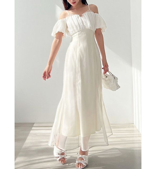 RESEXXY「チェックコンビマーメイドワンピース」|ワンピース|ホワイト