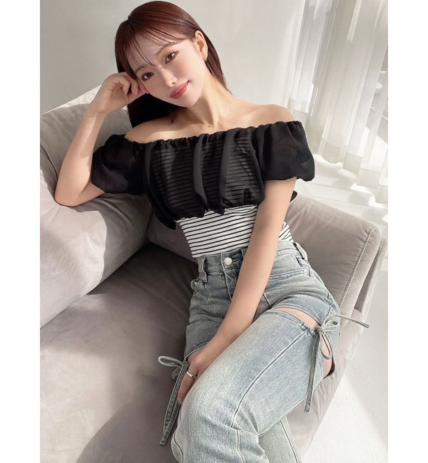 RESEXXY「シアードッキングオフショルトップス」|Tシャツ・カットソー|