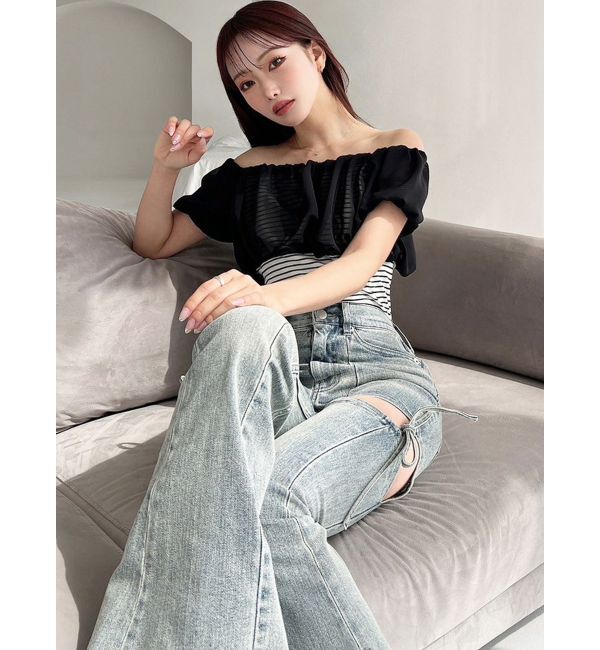 RESEXXY「シアードッキングオフショルトップス」|Tシャツ・カットソー|