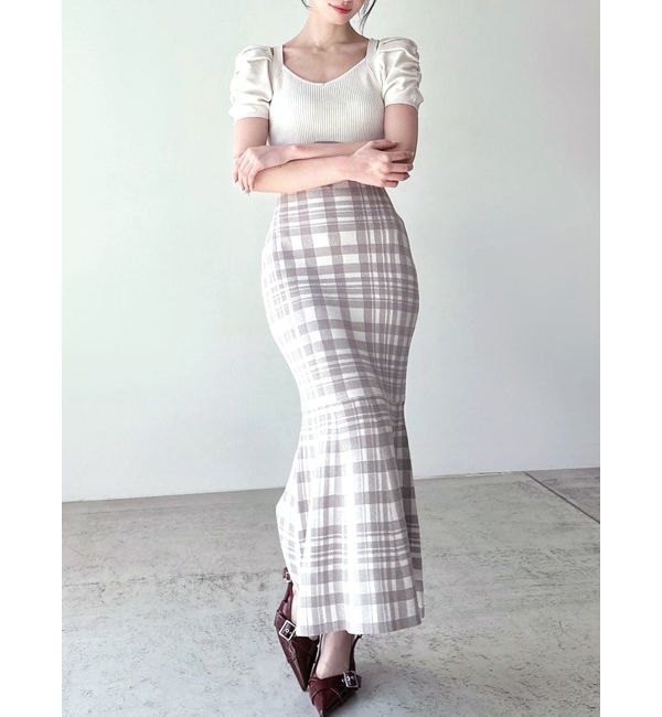 RESEXXY「ショルダーオープンマーメイドニットワンピース」|ワンピース|アイボリー