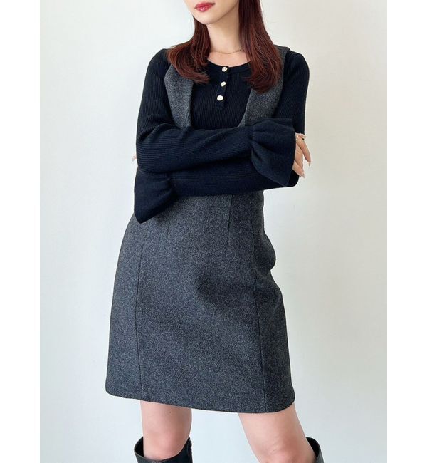 RESEXXY「コルセットミニジャンスカ【セットアップ着用可能】」|ジャンパースカート|チャコールグレー