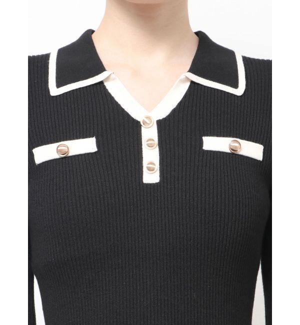 RESEXXY「バイカラーニットポロワンピース」|ワンピース|