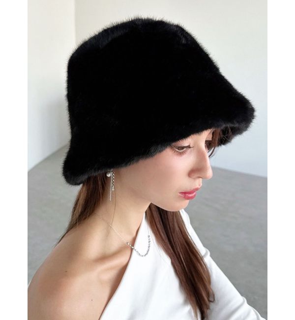 RESEXXY「フェイクファーバケットハット」|ハット|ブラック