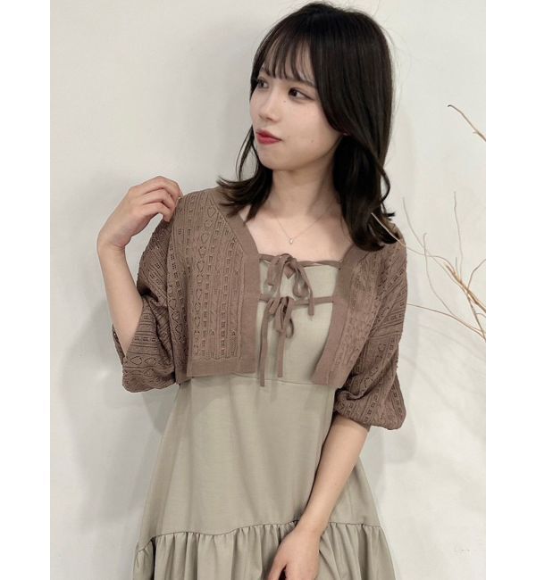 dazzlin「リボンポイントクロシェカーディガン」|カーディガン|