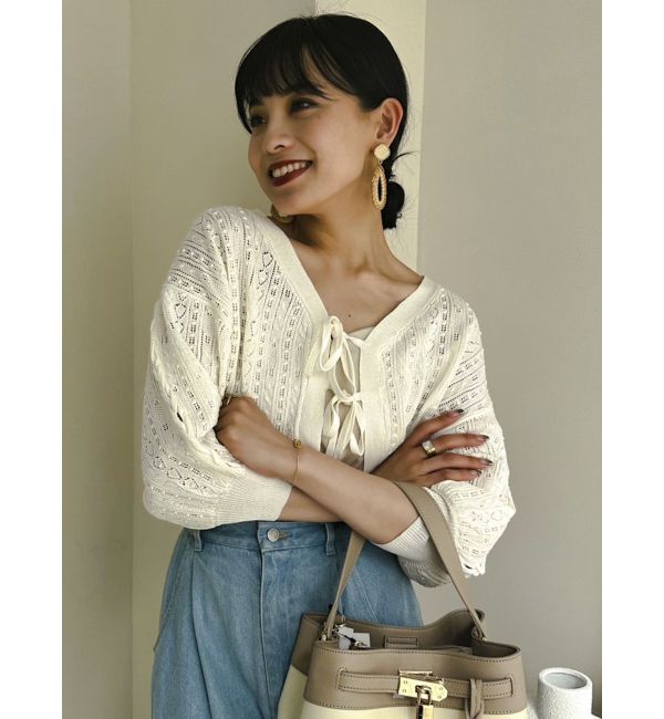 dazzlin「リボンポイントクロシェカーディガン」|カーディガン|