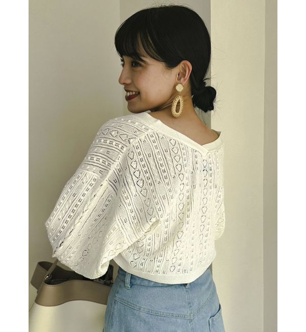 dazzlin「リボンポイントクロシェカーディガン」|カーディガン|