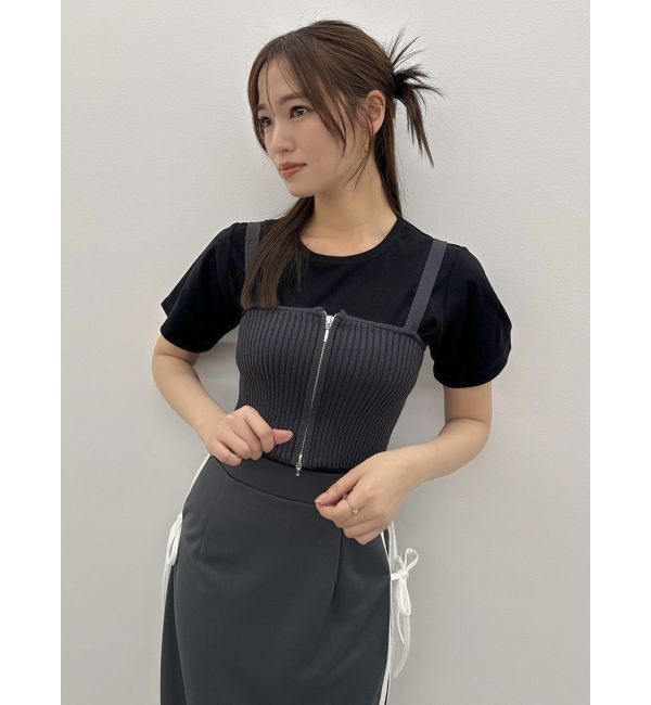 dazzlin「ダブルジップリブニットビスチェ」|ニット・セーター|