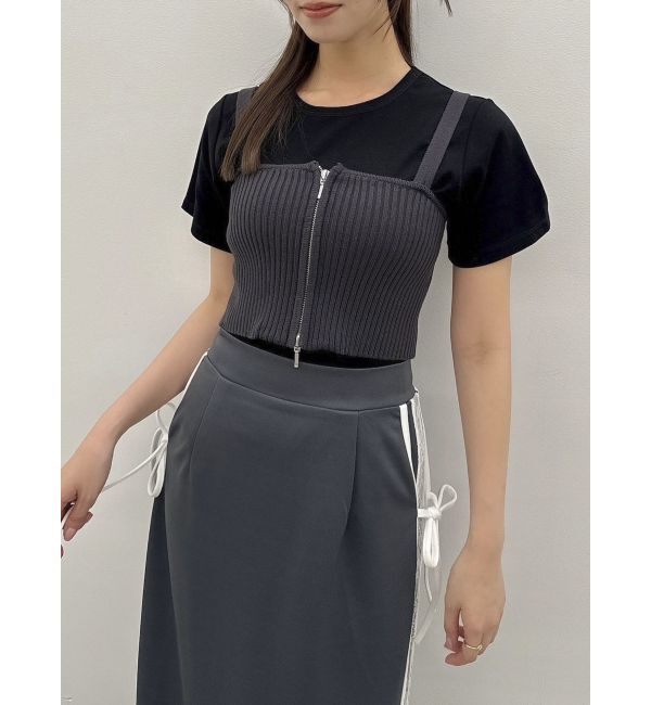 dazzlin「ダブルジップリブニットビスチェ」|ニット・セーター|