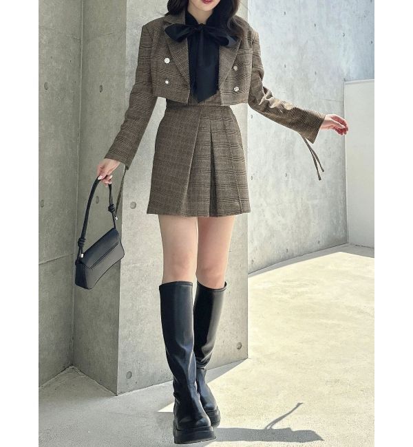 dazzlin「【SETUP】ボンディングショートジャケット※セットアップ対応」|テーラードジャケット|