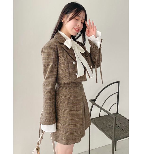 dazzlin「【SETUP】ボンディングショートジャケット※セットアップ対応」|テーラードジャケット|