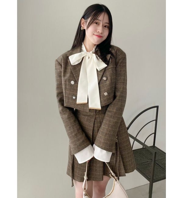 dazzlin「【SETUP】ボンディングショートジャケット※セットアップ対応」|テーラードジャケット|