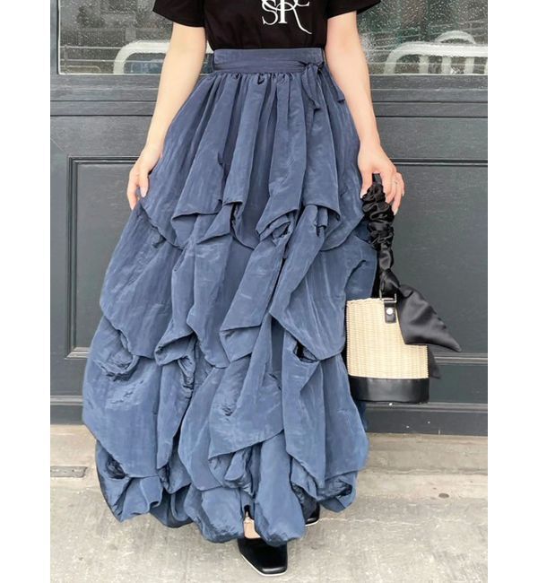 dazzlin「ランダムタックバルーンスカート」|スカート|ネイビー