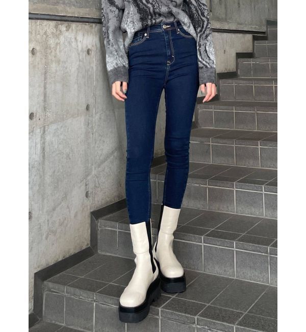 EMODA「【ELDER】NUDEジャストウエストデニム」|デニム|インディゴ